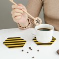 thumbnail image 6 of Bingfone Vintage Bee Stripe Leather Drinks Coasters With Set Of 6,Suitable For Home Kitchen,Coffee Cup Coasters Home Gift, 6 of 9