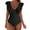 Black, variant on Women's V-Plunge One-Piece Swimsuit,Studio Solids Ruffle Sleeve Swimwear Bathing Suit