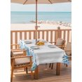 thumbnail image 2 of Outdoor Tablecloth with Umbrella Hole for Patio/Picnic/Party/Camping, Nautical Coastal Waterproof Table Cloth Rectangle Table Cover Washable, Summer Underwater Ocean Starfish Gray Stripes (60"x 120"), 2 of 8