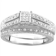 1/4 Carat T.W. Square-Shaped Diamond Princess Bridal Set in Argentium Silver