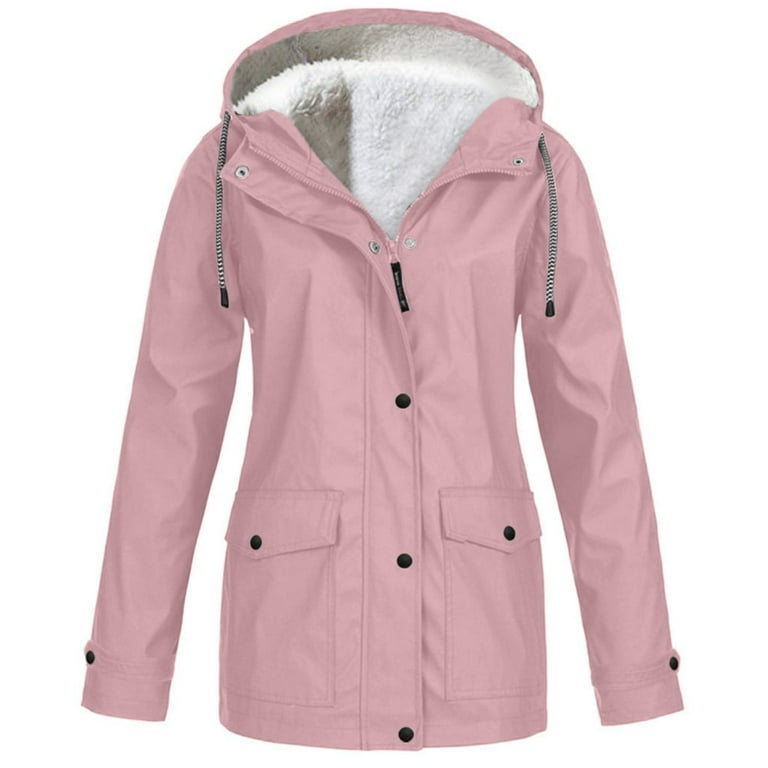 Women's Hooded Jacket With Pockets Lightweight Bright Color Coat