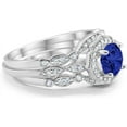 thumbnail image 2 of Gems Jewels 925 Sterling Silver 2.45 Ct Round Cut Blue Sapphire Wedding Engagement Thanksgiving Christmas Bridal Ring Set 14K White Gold Plated For Women's -10, 2 of 3