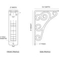 thumbnail image 2 of Ekena Millwork 2"W x 5 1/2"D x 8"H Tristan Wrought Iron Bracket, (Triple center brace) (4-Pack), 2 of 5