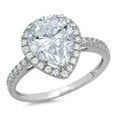 thumbnail image 3 of 2.38 ct Pear Cut Natural Aquamarine with Simulated Diamond Halo Accents 18K White Gold Womens Engagement Ring, 3 of 5