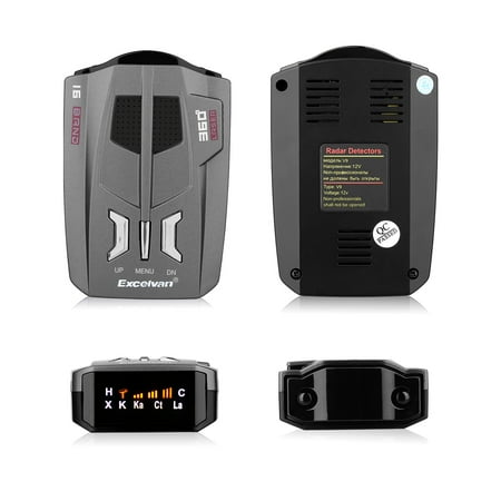 Radar Detectors For Cars Best Excelvan V9 360 Degrees 16 Full Band Vehicle Radar Detector Car Trucker Speed Detector Voice Alert Warning LED Display ()