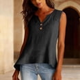 thumbnail image 6 of Cotton Linen Tank Tops for Women Hollow Out Sleeveless Embroidered Boho Tops V Neck Blouse Loose Beach Vacation Tops, Black XL, 6 of 7