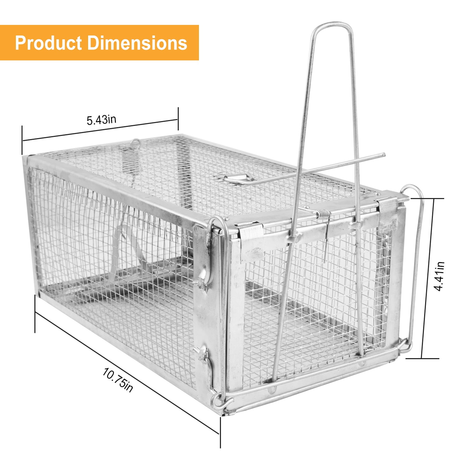 ZephyPaws Heavy Duty Squirrel Trap,Humane Live Rodent Trap Cage for Chipmunk,Rat and Other Similar-Sized Rodents -Silver