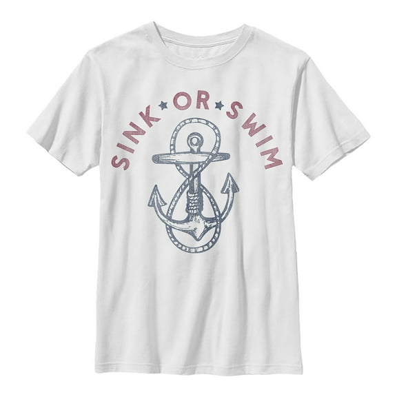 Boy's Lost Gods Sink Or Swim Anchor  Graphic Tee White Large