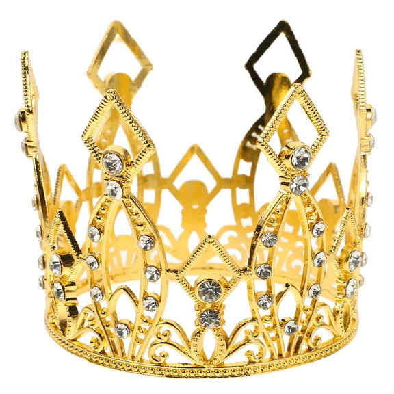WORGEOUS 2pcs Golden Crown Cake Topper Tiara Cake Ornaments Dessert Decor Crafts Party Supplies for Birthday Wedding