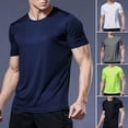 thumbnail image 5 of Quick Dry Sports Shirts for Men, Solid Athletic Running Gym Workout Short Sleeve Tee Tops (4XL), 5 of 5