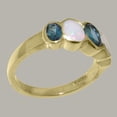 thumbnail image 3 of LBG British Made 18k Yellow Gold Womens Ring Natural London Blue Topaz & Opal Band Ring - 33 size options - Size 7.5, 3 of 6