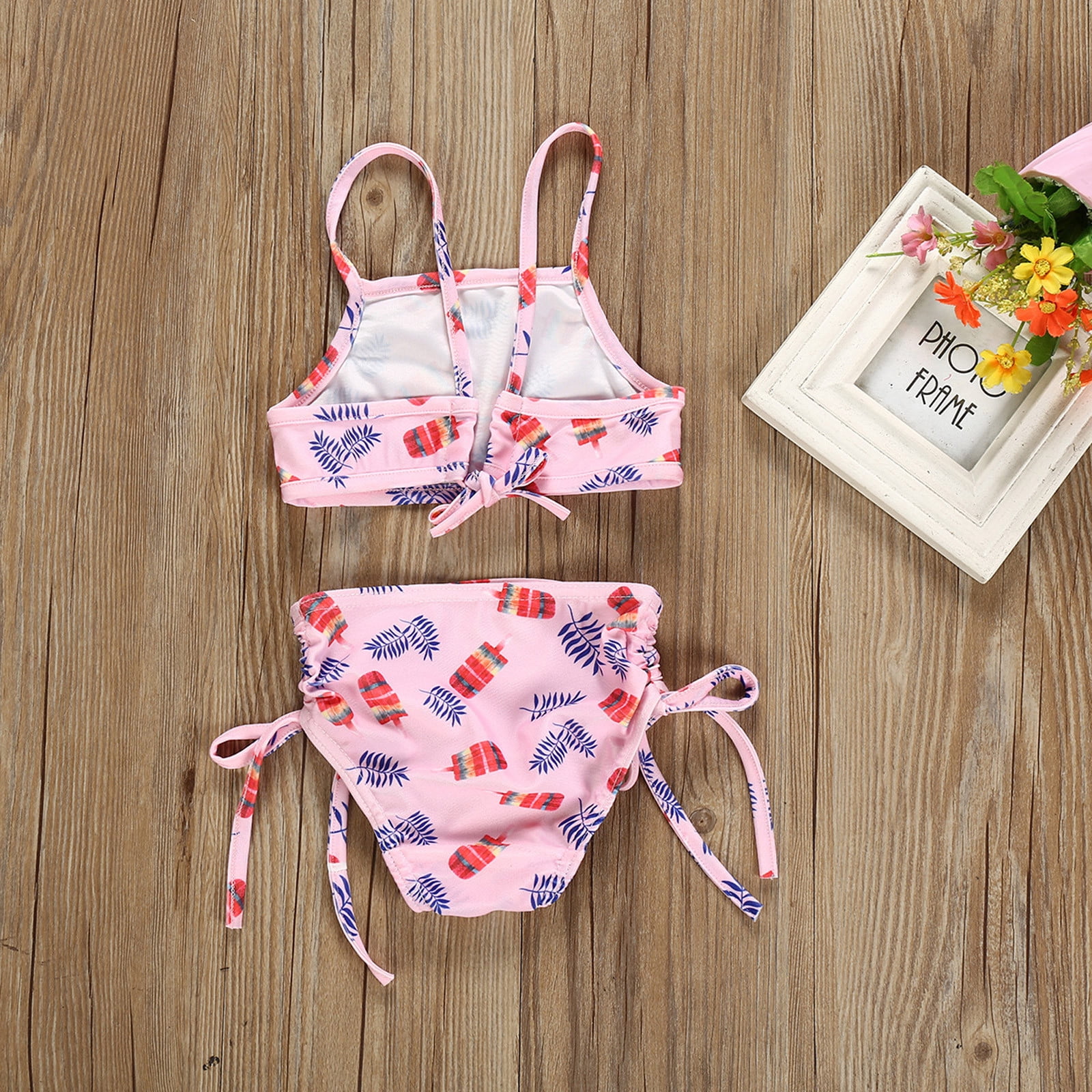 TopLLC Toddler Baby Girl SwimSuit Cute Infant Kids Bikini One Piece Floral Halter Swimwear Bathing Suits Walmart