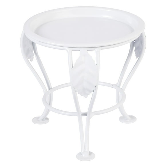Iron Metal Mini Flower Pot Stand for Small Plants Balcony Desk White 1 Set