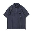 thumbnail image 5 of Afdoent Men's Casual Shirts Male Double Pocket Solid Color Baggy Short Sleeve Shirt Vacation Summer Beach Shirts, 5 of 5