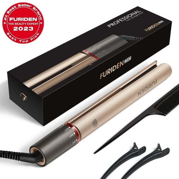 FURIDEN Professional Salon Quality Hair Straightener, Hair Straightener and Curler 2 in 1, Flat Iron Curling Iron in One, Fast Results | Long Lasting