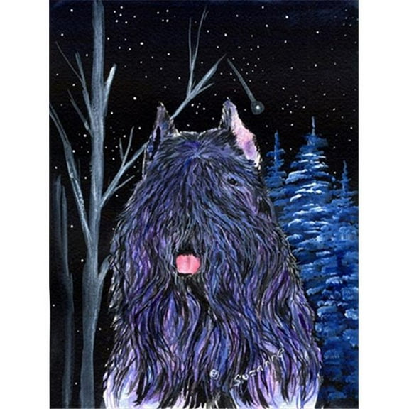 Starry Night Bouvier des Flandres Flag - Garden Size, 11 x 15 in.