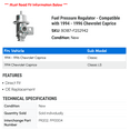 thumbnail image 2 of Fuel Pressure Regulator - Compatible with 1994 - 1996 Chevy Caprice 1995, 2 of 2