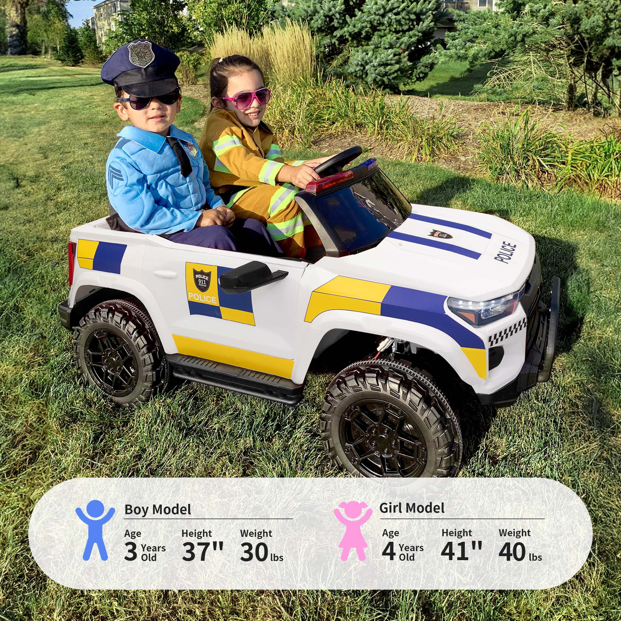 Hikiddo 12V Ride on Toy Truck, 2 Seater Kids Electric Cars for Girl Boy with Remote, Megaphone  Whit(图3)