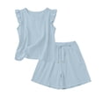 thumbnail image 5 of BODOAO Women's Fashion Jumpsuit Ruffle Sleeve Crew Neck Romper Drawstring Overalls with Pockets, Casual Summer Travel Beach Vacation One Piece Outfit for Daily Wear Outfit Light Blue XL, 5 of 7