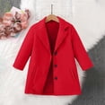 thumbnail image 7 of Chiccall Girls Notched Lapel Mid Length Coat Buttons Pockets Elegant Fall Winter Party Casual Outer Coat for Kids, 7 of 7