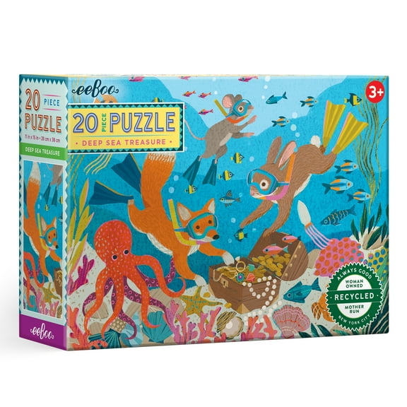 eeBoo: Deep Sea Treasure - 20 Piece Puzzle - 15 x 11" Kids Jigsaw, Oversized Glossy High-Quality Pieces, Ocean Themed, Preschool Puzzle, Ages 3 