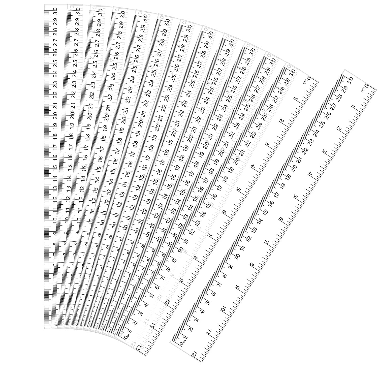 HCXIN Plastic Ruler12 Inch,Transparent Flexible Ruler, Dual Side