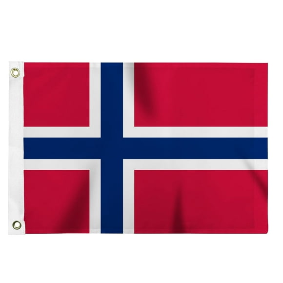 TRAHOO-Embroidered Norway Flag 12x18 inches for Boat, Vivid Color Small Norwegian Flags with 2 Brass Grommets Nautical Outdoor