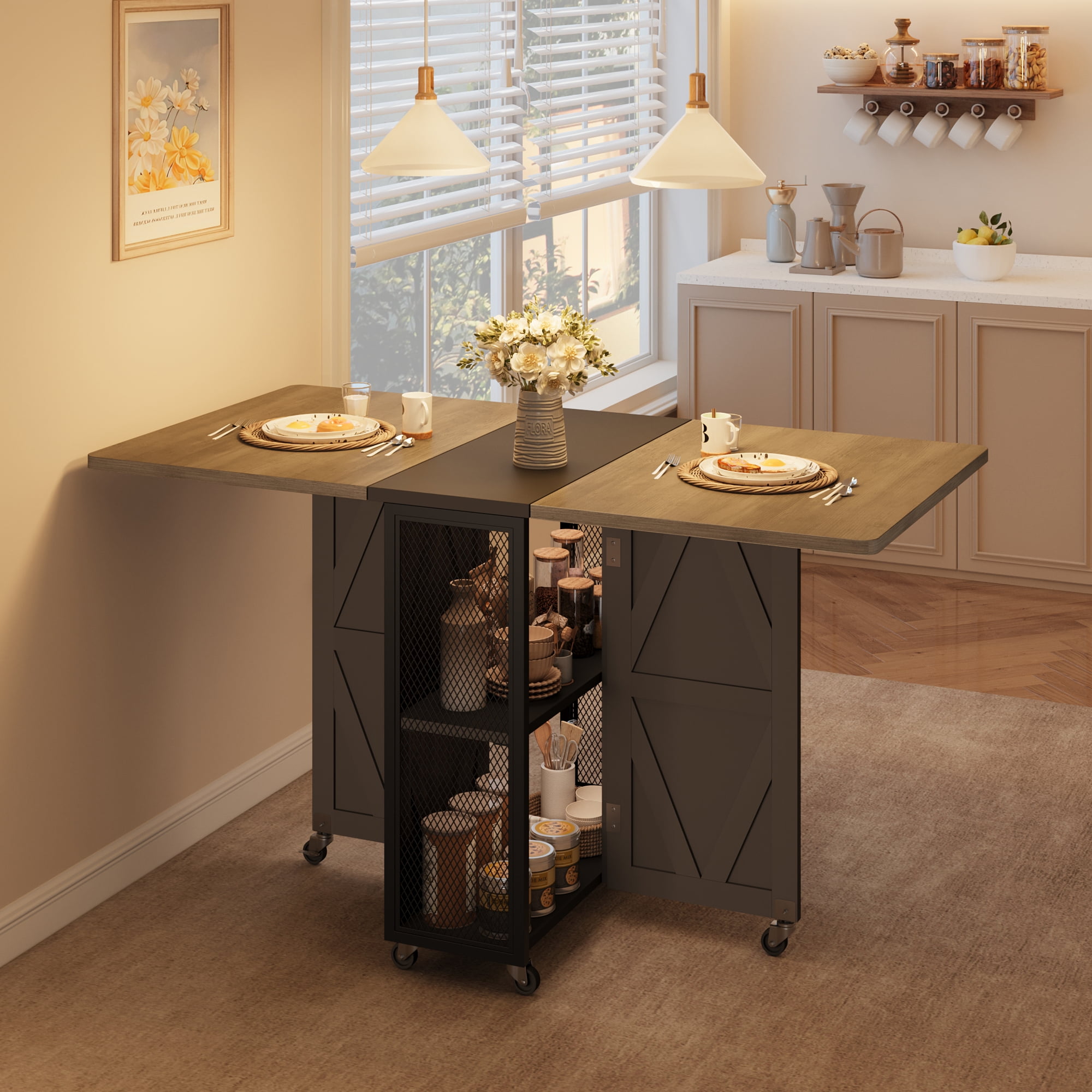 Hijob Folding Dining Table for 2-4 Persons, Space Saving Dining Room Table, 47" Folding Kitchen Table, Carlo Grey