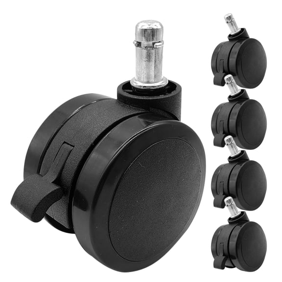Luxshiny 5-Pack Black Polyurethane Office Chair Wheels for Smooth Rolling and Floor , Replacement Casters