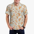 thumbnail image 3 of Balery Retro Floral Butterfly Printed Men’s Short Sleeve Polo Shirt, Midweight Men's Shirt,Golf Polo shirts -Medium, 3 of 9