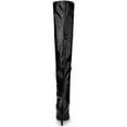 thumbnail image 2 of BLISSFUL STEP Women's Boots Thigh High Patent Leather Stiletto Heel Pointed Toe Zipper Boots Black 7, 2 of 7