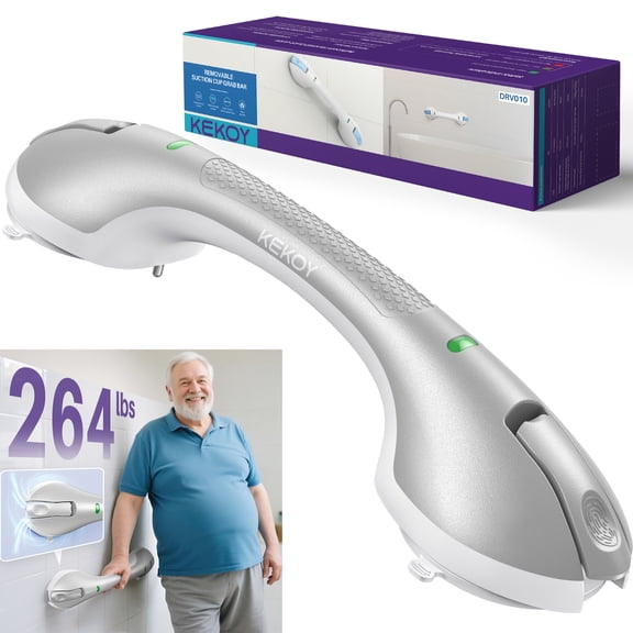 KEKOY Grab Bars for Bathroom, 17.5" Shower Handle Strong Suction up, Safety Bars for Shower, Shower Grab Bars for Seniors