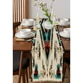 thumbnail image 4 of Ldtrchee Boho Red Teal Brown Table Runner 70 Inches, Southwestern Country Geometric Bed Runner Dresser Scarves Tabletop for Indoor Outdoor Parties/Ceremony/Banquet, 13" x 70", 4 of 8
