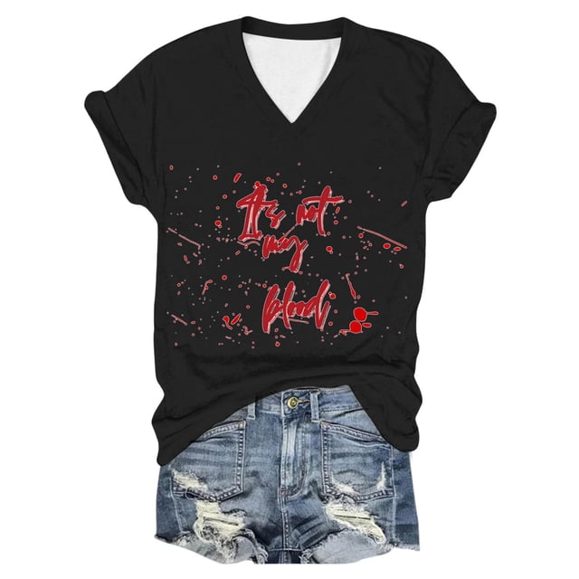 YDLCAFD T-Shirt Femme Imprimé Manches Courtes Col Rond T-Shirt Haut Blouse