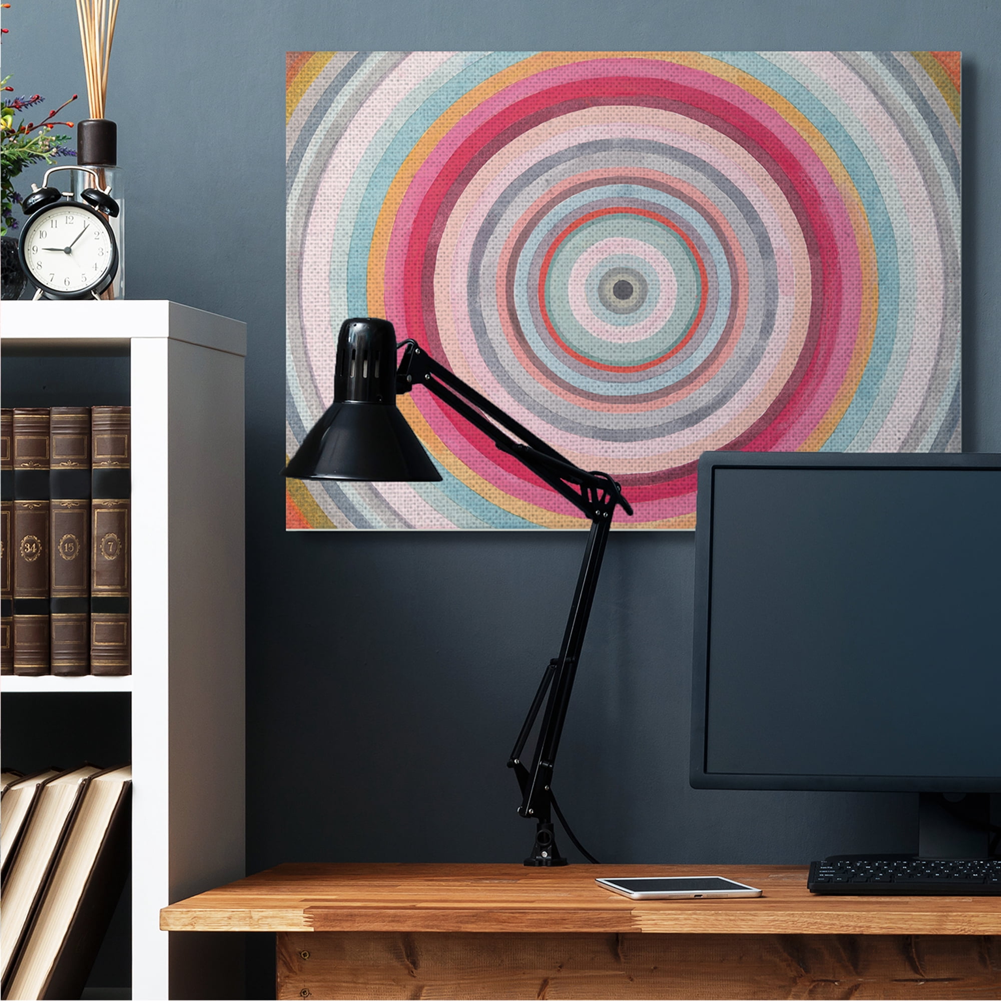 Stupell Industries Warm Tone Abstract Layered Shapes Circular Rings Canvas Wall Art, 36 x 48, Design by Danhui Nai