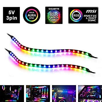 PC Digital RGB LED Strip, 2019 New Addressable Magnetic LED Strip Light for 5V 3-Pin addressable LED headers, Compatible with ASUS Aura SYNC, Gigabyte RGB Fusion, MSI Mystic Light Sync (The Best Motherboard 2019)
