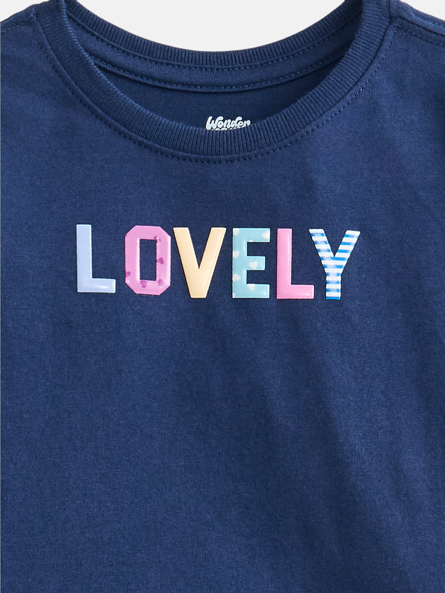 Wonder Nation Baby and Toddler Girls Graphic Tee with Long Puff Sleeves, Sizes 0M-5T