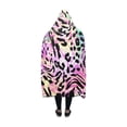 thumbnail image 2 of HATIART Hooded Blanket Colorful Striped Leopard Wearable Blanket Comfotable Hooded Throw Wrap 50x60 Inch, 2 of 3