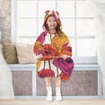 thumbnail image 7 of FORMRS Wearable Blanket Hoodie with Sleeves for Kids Cozy Flannel Sweatshirt, Purple Hand Drawn Floral, 7 of 7