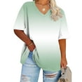 thumbnail image 3 of Scyoekwg Womens Comfy Clothes Round Neck Oversized Tee Loose Lightweight Gradient Color Trendy Blouses (Green,XL), 3 of 4