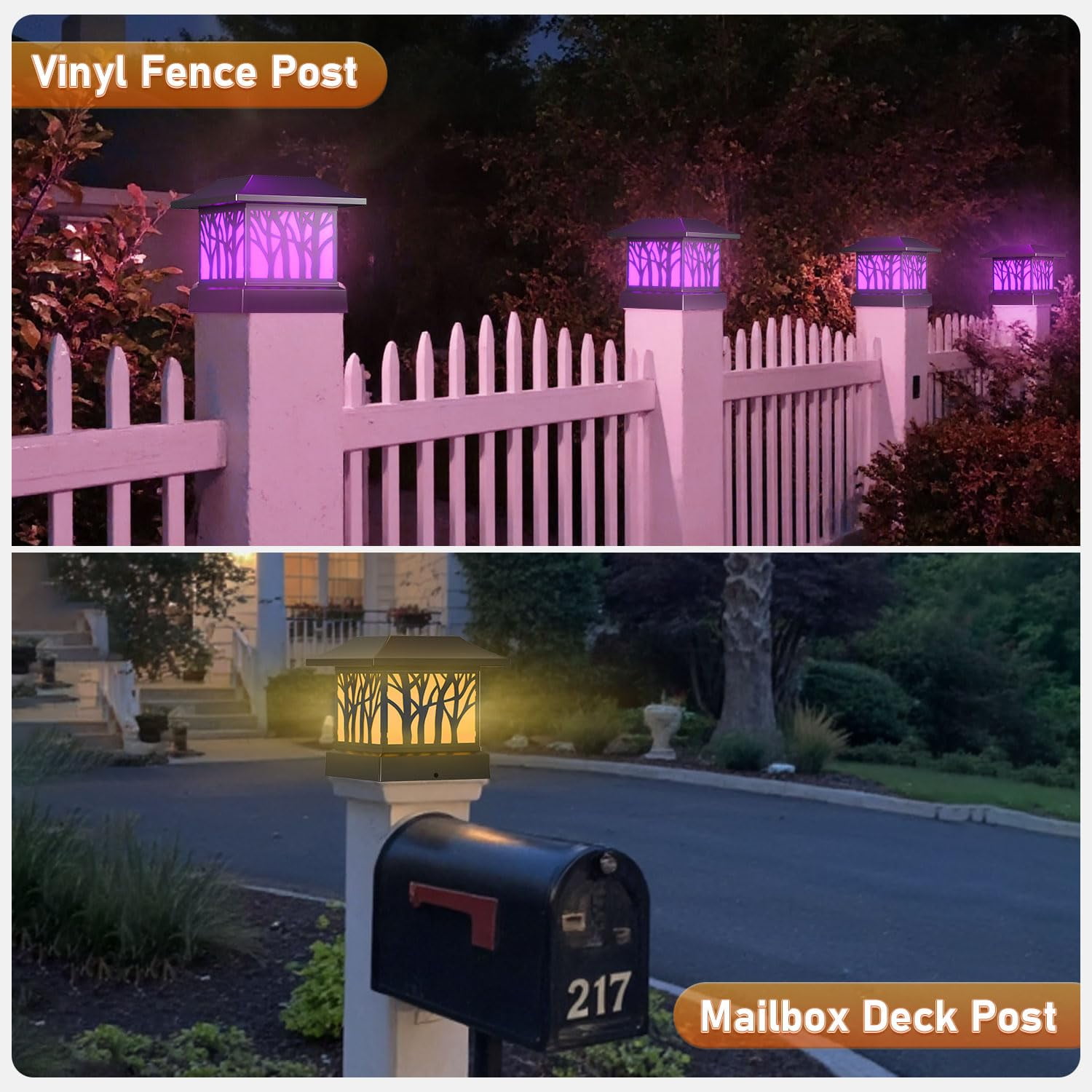 12 Pack Solar Post Cap Lights, Outdoor Fence Solar Powered Cap with 4 Lighting Modes Waterproof Light Decorative for Deck Patio or Garden Decor, Fits 4x4 Wood Vinyl Posts (Tree-Pattern Design)