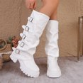 thumbnail image 6 of Willtoo Boots for Women Multi-Buckle Slouchy Mid Calf Platform Boots, Faux Leather Ruched Lug Sole Chunky Heel Walking Shoes, Round Toe Fashion Fall Winter Boots, 6 of 6