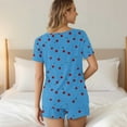 thumbnail image 6 of Goodtrade8 Womens Lounge Sets with Pocket Petite Printed Short Sleeve Casual Sleepwear V-Neck Womens Pj Tops, 6 of 8