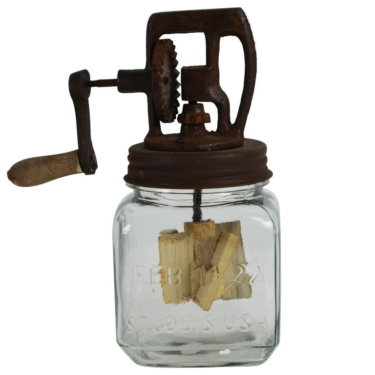 Rustic Antique Style Hand Crank Glass Butter Churn Rustic Antique Style Hand Crank Glass Butter Churn