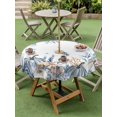 thumbnail image 3 of Outdoor Tablecloth with Umbrella Hole and Zipper, Blue Pumpkin Coastal Fall Round Table Cloth 54 Inch Waterproof Tablecloth, Thanksgiving Ocean Botanical Coral Picnic Table Cover for Patio Camping, 3 of 7