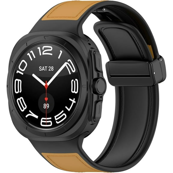MYKOMI Bands Compatible for Samsung Galaxy Watch 7 Ultra 47mm Silicone Leather Replacement Bands Wristbands for Galaxy Watch 7 Ultra 47mm Smartwatch Accessories