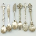 thumbnail image 1 of Kitchen 6pcs Bronze Carved Eco-Friendly Small Tea Coffee Spoons Food Fork Mixing Scoop, 1 of 1