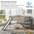 thumbnail image 6 of Bellemave Full Size Low Loft Bed with Slide and Ladder Space-Saving Full Wooden Loft Bed for Kids, Boys, Girls Juniors Loft Bed Frame with Guardrail Fences and Wooden Slats, Gray, 6 of 11