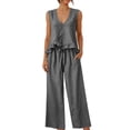 thumbnail image 2 of 2 Piece Outfit Sets for Women 100%Cotton Ruffled Tank Top and Flowy Palazzo Trousers, 2 of 9