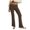 Brown, variant on Women Versatile Trousers Solid Color Elastic Waistband Ruffled Pants Straight Leg Bell-Bottoms With 3D Flower Suitable For Various Occasions